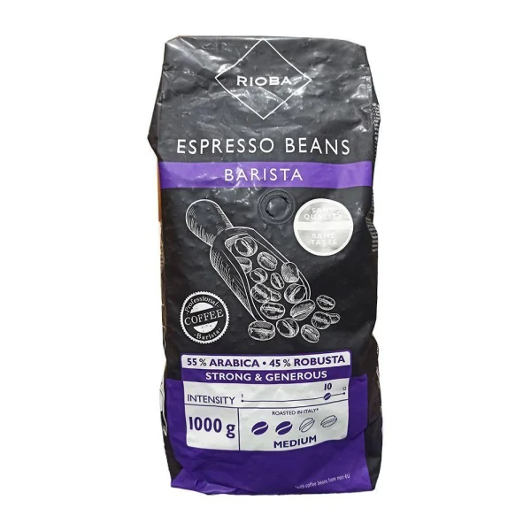 Кава в зернах Rioba Espresso Barista beans Arabica Robusta Strong&Generous Ріоба Еспресо Баріста Купаж Арабіки Міцна 1000г - 1