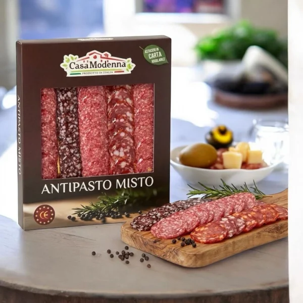 Набір ковбасок Салямі Нарізка Casa Modena Antipasto Misto Каза Модена Асорті 5 видів сирокопчена сиров’ялена Екран коробка 275г - 1