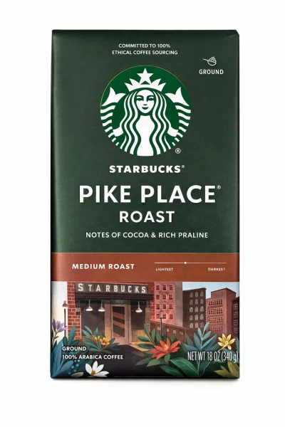 Кава мелена Starbucks Pike Place Roast 100% Arabica Medium Старбакс Пайк-Плейс арабіка Середня обжарка Нотки Какао пакет 510г - 2