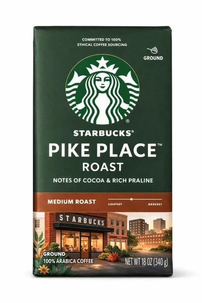 Кава мелена Starbucks Pike Place Roast 100% Arabica Medium Старбакс Пайк-Плейс арабіка Середня обжарка Нотки Какао пакет 510г - 1