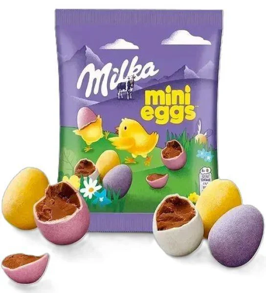 Шоколадні міні Яйця-драже Пасхальні Milka Mini Easter Eggs Мілка шоколад в різнокольоровій глазурі Пакет 100г - 1