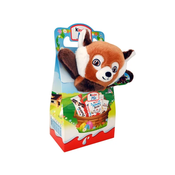 Набір Солодощів з мякою Іграшкою Пасхальний Kinder Maxi Mix Fox Кіндер максі Мікс цукерок та плюшева руда Лисичка 133г - 1