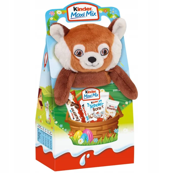 Набір Солодощів з мякою Іграшкою Пасхальний Kinder Maxi Mix Fox Кіндер максі Мікс цукерок та плюшева руда Лисичка 133г - 2