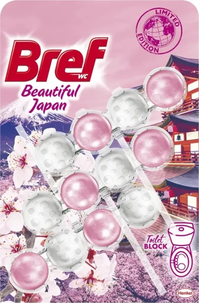 Підвіска блок для змивання унітазу Bref WC Beautiful Japan Limited Бреф Прекраcна Японія аромат квіти Сакури 3шт 150г - 2
