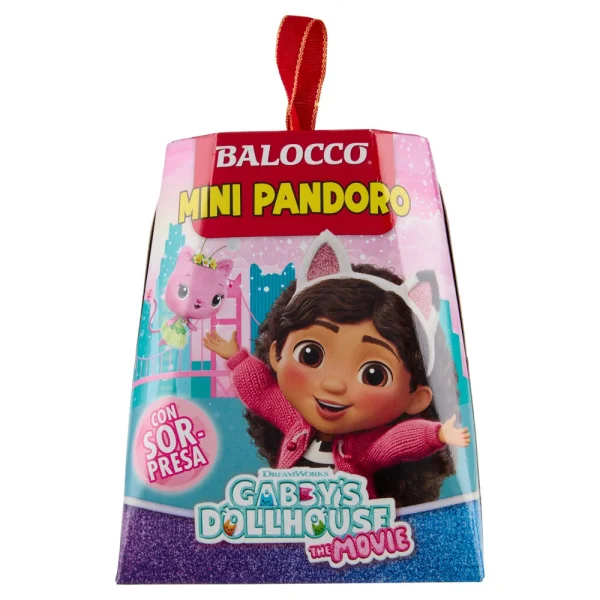 Міні Панеттоне Дитячий з Cюрпризом Balocco Mini Pandoro Gabby’s Dollhouse Kitty Балокко Геббі Доллхауз для Дівчаток Коробка 80г - 1