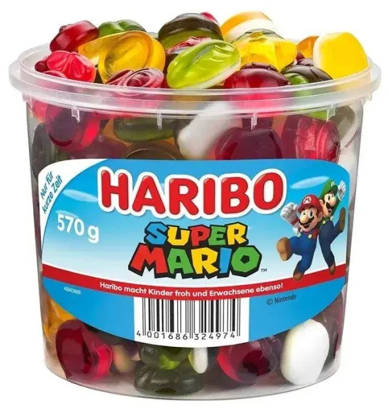 Цукерки желейні Haribo Super Mario Series Fruit Mix Box Харібо Супер Маріо жувальні Фруктовий мікс Відерце з кришкою 570г - 2
