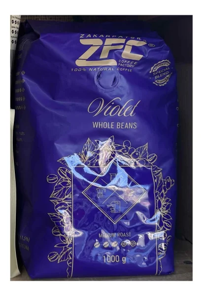 Кава в зернах ZFC Violet Whole beans Medium roast Arabica Robusta Blend Закарпатська фабрика кави Купаж арабіки та робусти 1000г - 2