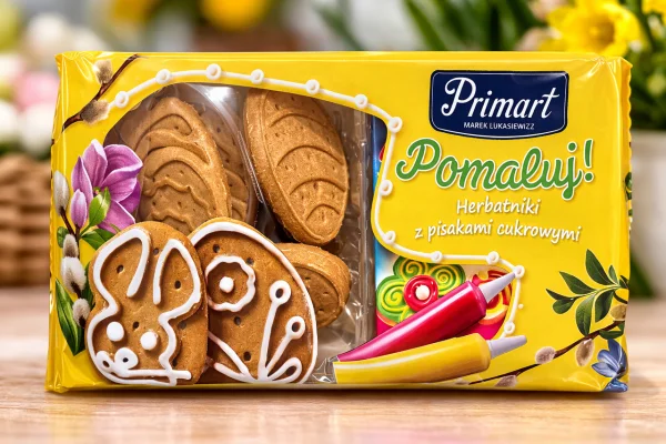 Набір подарунок Пасхальний Печиво з їстівними фарбами для Малювання Primart Pomaluj cookies Прімарт 4 кольори Бокс 211г - 3