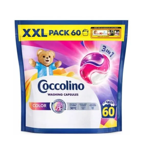 Капсули для прання кольорових речей Coccolino Color Washing Capsules 3in1 Fiber&Color Friendly XXL Кокколіно Колор Пакет 60шт - 4