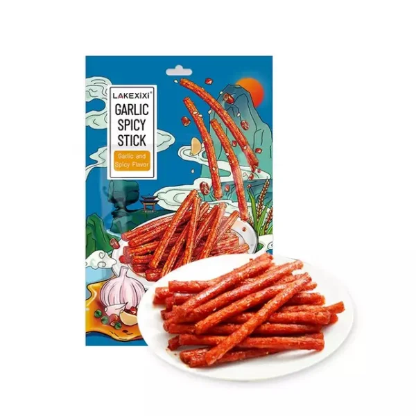 Снеки латяо стіки Lakexixi La Tiao Garlic Spicy stick Garlic and Spicy Flavor Пікантний з перцем та Часником Пакет 26г - 1