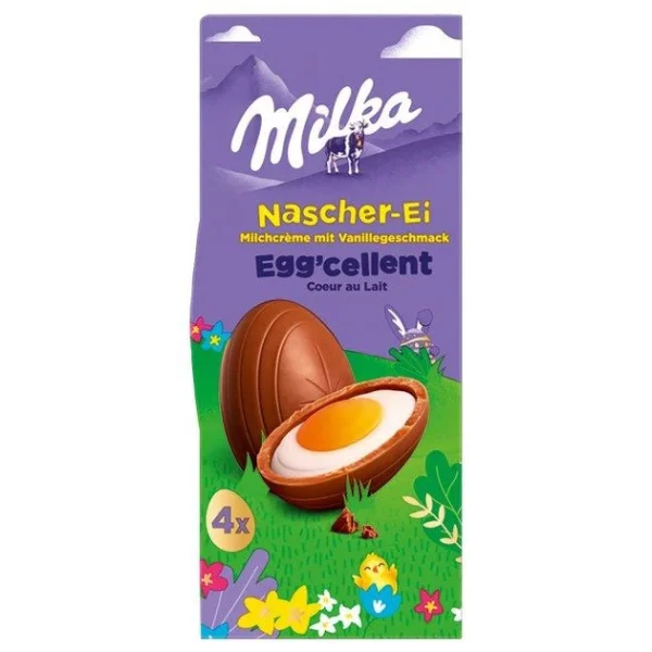 Шоколадні Яйця Великодні Milka Egg’cellent Nascher-Ei Мілка ЕггСелент для Ласунів 4шт Коробка 124г - 2