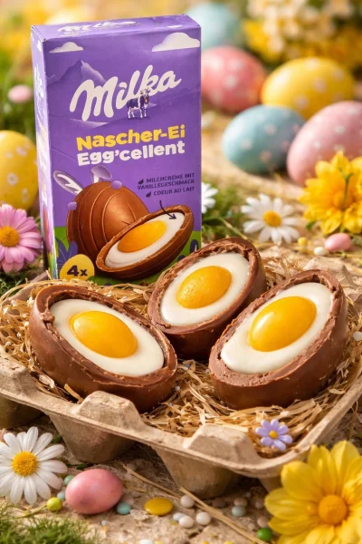 Шоколадні Яйця Великодні Milka Egg’cellent Nascher-Ei Мілка ЕггСелент для Ласунів 4шт Коробка 124г - 1