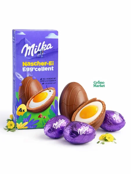 Шоколадні Яйця Великодні Milka Egg’cellent Nascher-Ei Мілка ЕггСелент для Ласунів 4шт Коробка 124г - 3
