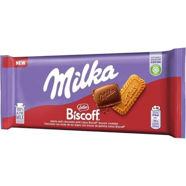 Шоколад Молочний Milka Lotus Biscoff Мілка з карамелізованим Печивом Лотус Біскофф плитка 90г - 4