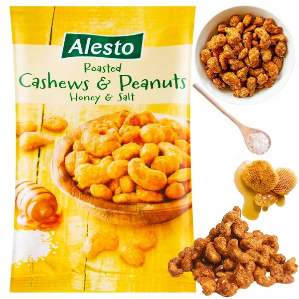 Суміш горіхів Alesto Roasted Cashews&Peanuts Honey&Salted Алесто снеки кешью та арахіс глазуровані Мед та Сіль Пакет 200г - 2