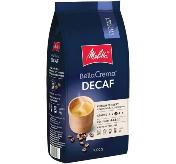 Кава в зернах без Кофеїну Melitta BellaCrema DECAFfeinato Мелітта декафеїната Белла Крема середня міцніть Кремова пінка 1000г - 2