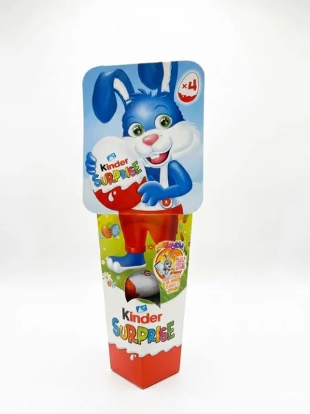 Набір Шоколадні Яйця з Іграшкою Kinder Surprise 4x Easter Bunny Кіндер Святковий Сюрпрайз 4шт картонний тубус 80г - 2