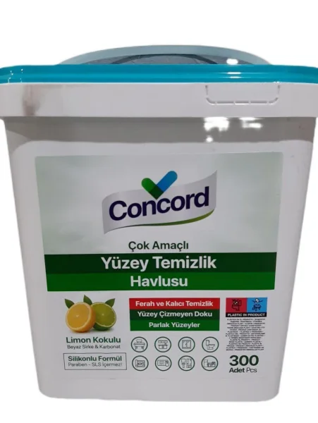 Універсальні Серветки для прибирання Concord Cok Amacli Yuzey Temizlik Havlusu Конкорд Вологі Оцет та Сода Відро 300шт - 2