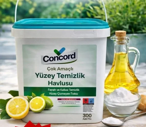 Універсальні Серветки для прибирання Concord Cok Amacli Yuzey Temizlik Havlusu Конкорд Вологі Оцет та Сода Відро 300шт - 1