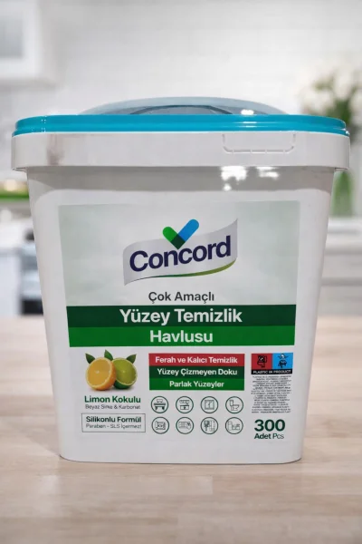 Універсальні Серветки для прибирання Concord Cok Amacli Yuzey Temizlik Havlusu Конкорд Вологі Оцет та Сода Відро 300шт - 3