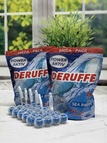 Набір Туалетний блок-підвіска для змивання унітазу Deruffe Power Activ WC Sea breeze Mega Pack Деруф Комплект аромат Океан 6шт - 1