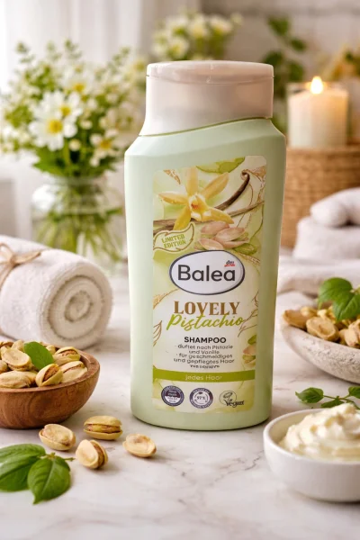 Шампунь щоденний Balea Lovely Pistachio und Vanille Shampoo Балеа для м’якого та доглянутого Волосcя Ваніль та фісташки 300мл - 1