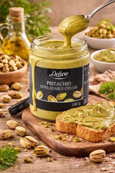 Фісташкова паста Десертний Крем Deluxe Pistachio Spreadable Cream 45% Делюкс розкішна паста для намазування Баночка 190г - 1