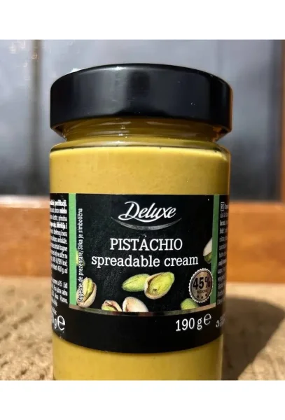 Фісташкова паста Десертний Крем Deluxe Pistachio Spreadable Cream 45% Делюкс розкішна паста для намазування Баночка 190г - 2