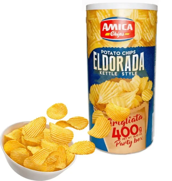 Чіпси картопляні Кітл-стайл Рифлені Amica Eldorada Kettle Style Grigliata Potato Chips Party Box Аміка смак Гриль Паті бокс 400г - 1