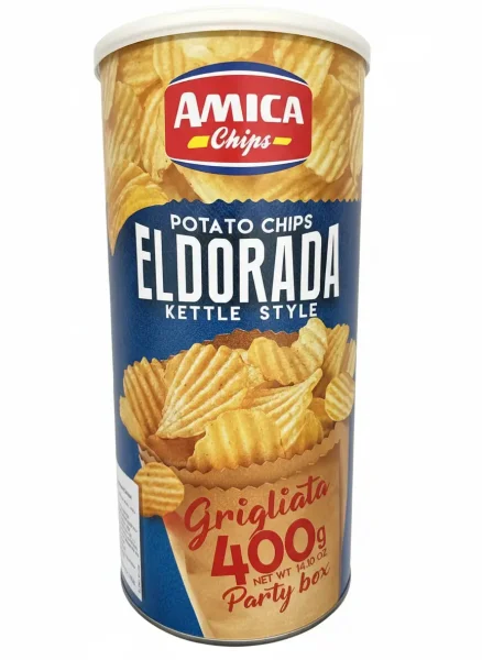 Чіпси картопляні Кітл-стайл Рифлені Amica Eldorada Kettle Style Grigliata Potato Chips Party Box Аміка смак Гриль Паті бокс 400г - 3
