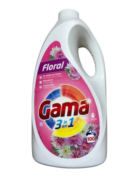 Гель для прання Флорал Gama 3in1 Floral Color&White Washing Gel Гама для Білої та Кольорової білизни 100прань Каністра 4500мл - 2