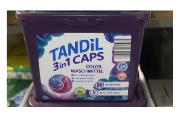 Капсули для прання світлої та Кольорової білизни Tandil Color Waschmittel 3in1 Caps Танділ активні пластиковий Бокс з кришкою 22шт - 2