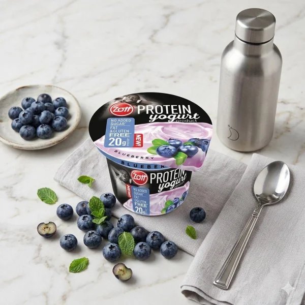 Йогурт Протеїновий без цукру Zott Protein Yogurt Blueberry Зотт Енергетичний Білок 20г смак Чорничний стакан 200г - 1
