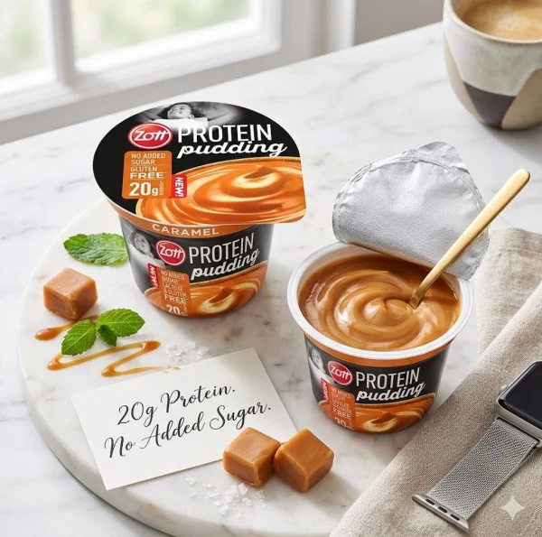 Пудінг Протеїновий без цукру Zott Protein Pudding Caramel Зотт Енергетичний Білок 20г смак солона Карамель стакан 200г - 1
