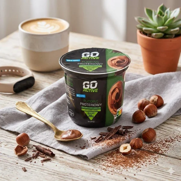 Пудинг Протеїновий без цукру Go Active Pudding Orzehowy Szekolada Гоу Актів енергетичний Білок 20г смак горіхи Шоколад Стакан 200г - 1