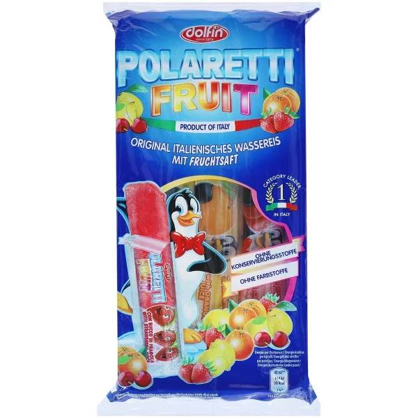 Морозиво льодяники Фруктовий сік Dolfin Polaretti Fruit Ice Lollies Fruit Juice Долфін палички для Замороження 4смаки 10шт 400г - 2
