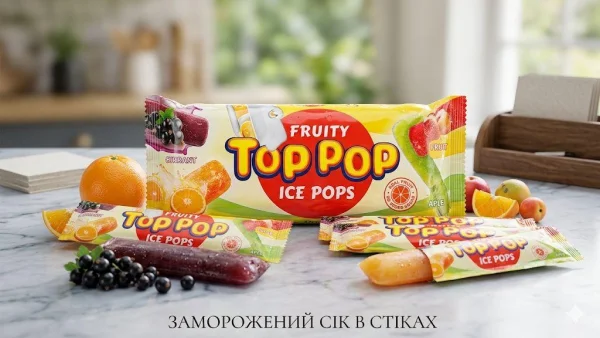 Морозиво льодяники Фруктовий сік Extra Fruity Top Pop Ice Pops Топ Поп палички для Замороження 4смаки 12шт 540г - 1