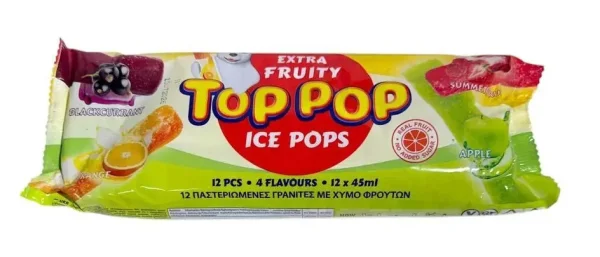 Морозиво льодяники Фруктовий сік Extra Fruity Top Pop Ice Pops Топ Поп палички для Замороження 4смаки 12шт 540г - 2