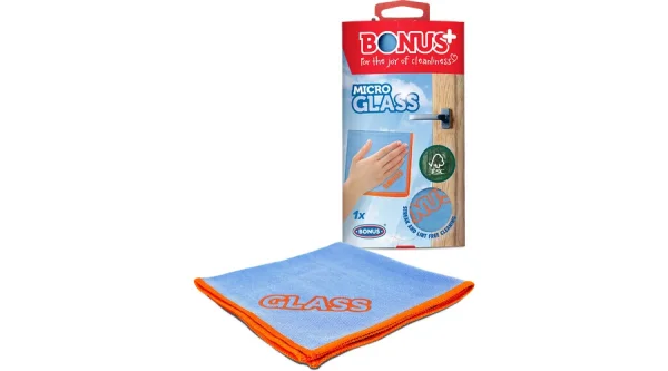 Серветка з мікрофібри для Вікон та Скла Bonus Micro Glass Cloth 1x Бонус мікро гласс без аромату Коробка 1шт - 2