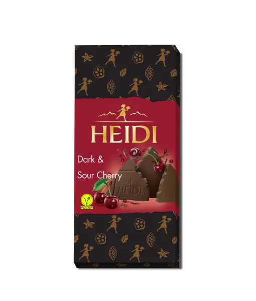 Шоколад чорний Heidi Dark&Sour Cherry Dark Chocolate 48% Хайді плитка кисленька Вишня в темному шоколаді Плитка 80г - 2