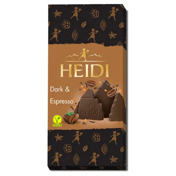 Шоколад чорний Heidi Dark&Espresso Coffee Chocolate 48% Хайді плитка кава Еспресо в темному шоколаді Плитка 80г - 2