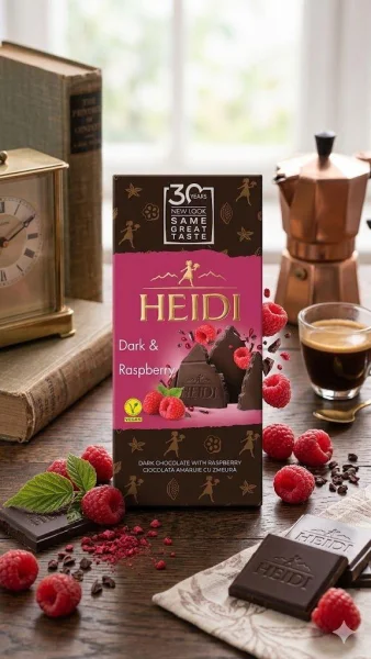 Шоколад чорний Heidi Dark&Raspberry Dark Chocolate 48% Хайді плитка солодка Малина в темному шоколаді Плитка 80г - 1
