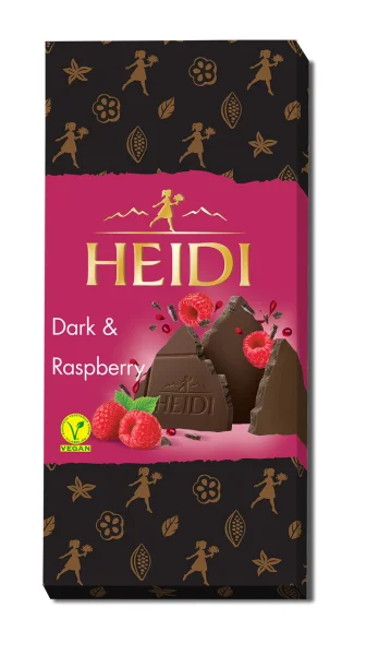 Шоколад чорний Heidi Dark&Raspberry Dark Chocolate 48% Хайді плитка солодка Малина в темному шоколаді Плитка 80г - 2