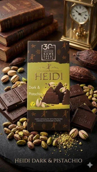 Шоколад чорний Heidi Dark&Pistachio Dark Chocolate 48% Хайді плитка хрумка Фісташка в темному шоколаді Плитка 80г - 1