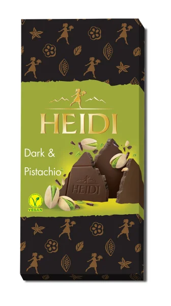 Шоколад чорний Heidi Dark&Pistachio Dark Chocolate 48% Хайді плитка хрумка Фісташка в темному шоколаді Плитка 80г - 2