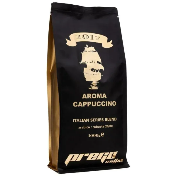 Кава в зернах Prego Aroma Cappuccino Coffee Italian Series Blend Arabica-Robusta Прего бленд аромат Капучино Арабіка Робуста 1000г - 2