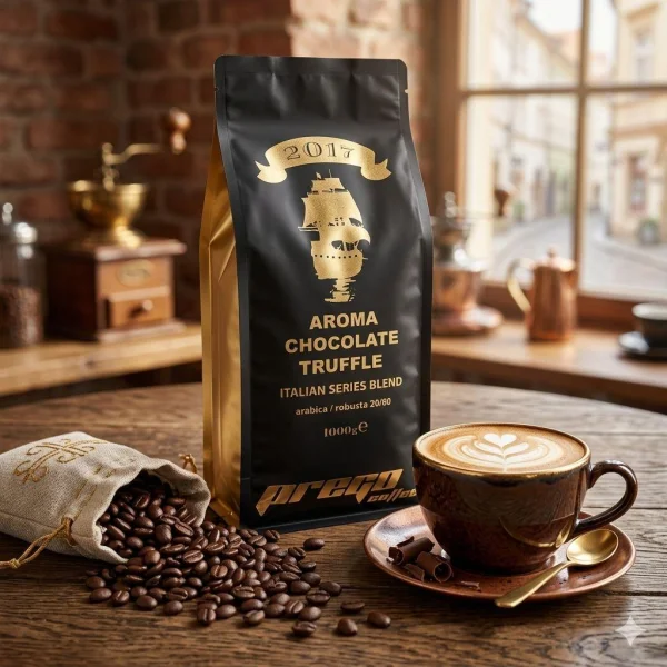 Кава в зернах Prego Aroma Chocolate Truffles Coffee Italian Series Blend Arabica-Robusta Прего бленд шоколад Трюфель 1000г - 1