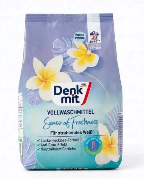 Порошок для прання світлих Речей Denkmit Vollwaschmittel Sense of Freshness Денкміт Відчуття свіжості 30прань 1950г - 2