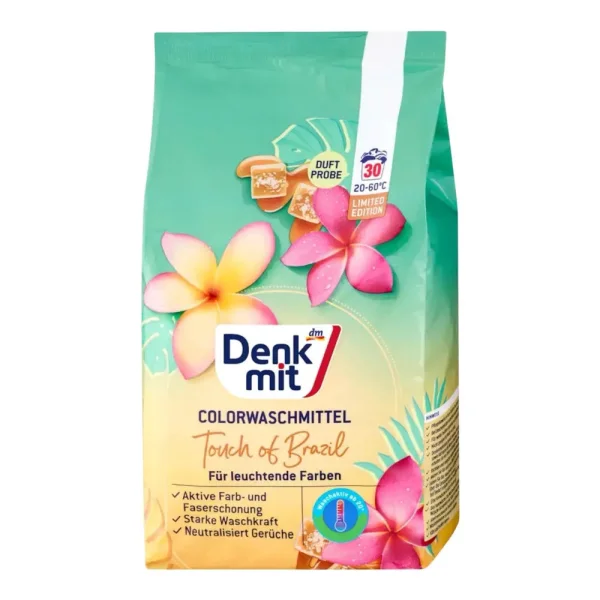 Порошок для прання Кольорових Речей Denkmit ColorWaschmittel Touch of Brazil Денкміт дотик Бразилії 30прань 1950г - 2