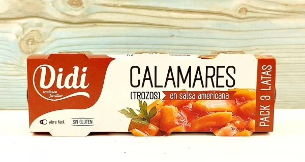 Кальмари морські у соусі Американа Didi Calamares trozos en salsa Americana Діді мясо шматочки пікантні Євробанка 3шт 240г - 2